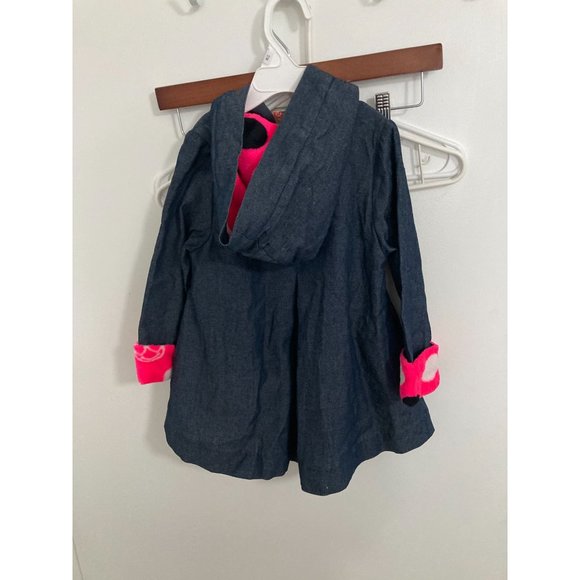 Maria Elena Girls Button Down Hooded Embroidered Jacket, Navy, 2T - Picture 4 of 4